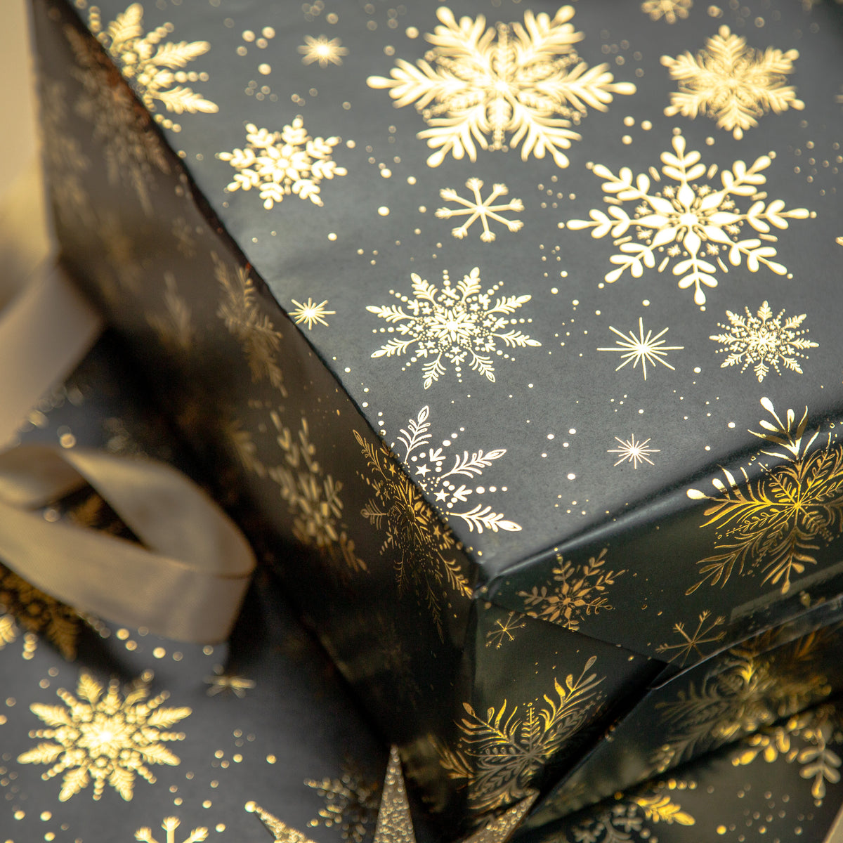 FCWP002 - Midnight Snow Foiled Wrapping Paper