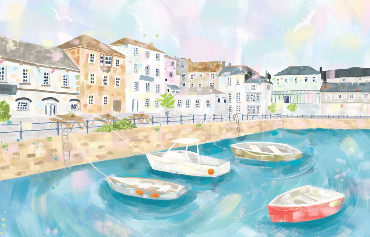 WF986P Falmouth Harbour Art Print