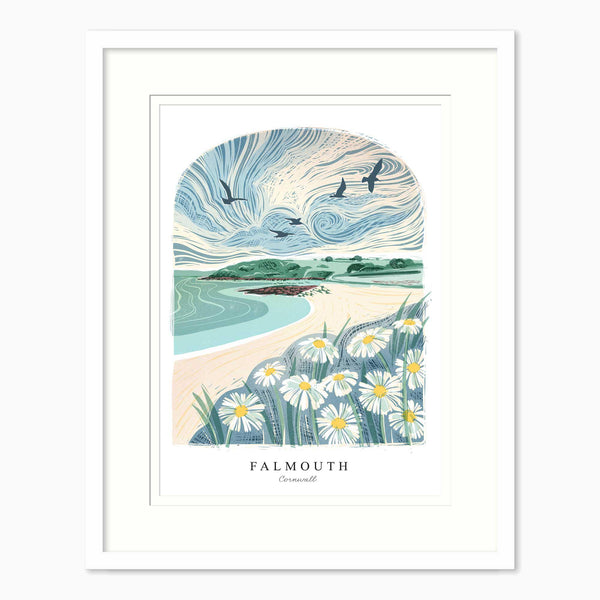 Framed Print-WF1045F - Falmouth Lino Large Framed Print-Whistlefish