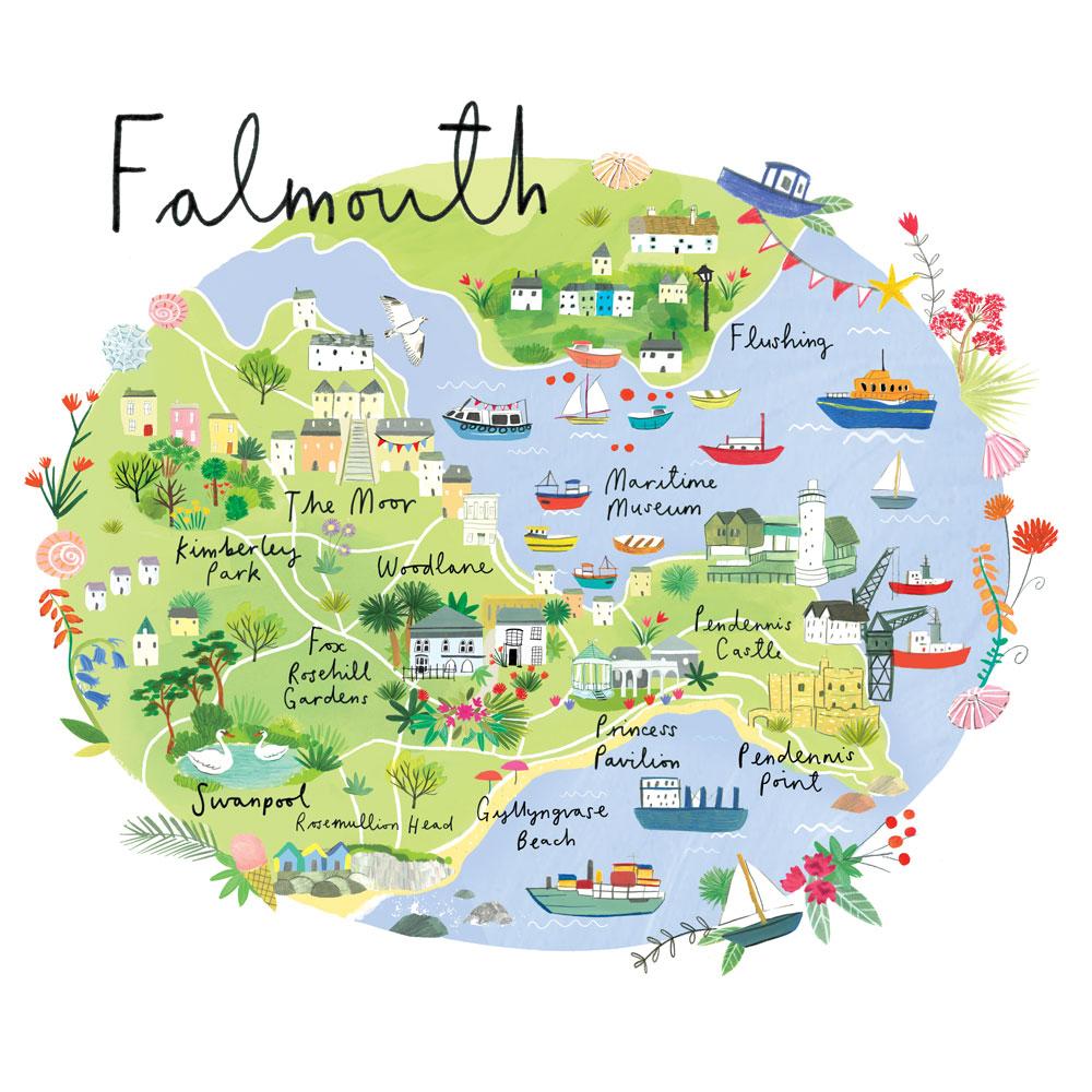 RC12P Falmouth Map Art Print