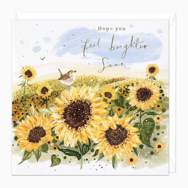 Greeting Card-F437 - Feel Brighter Soon Sunflower Card-Whistlefish