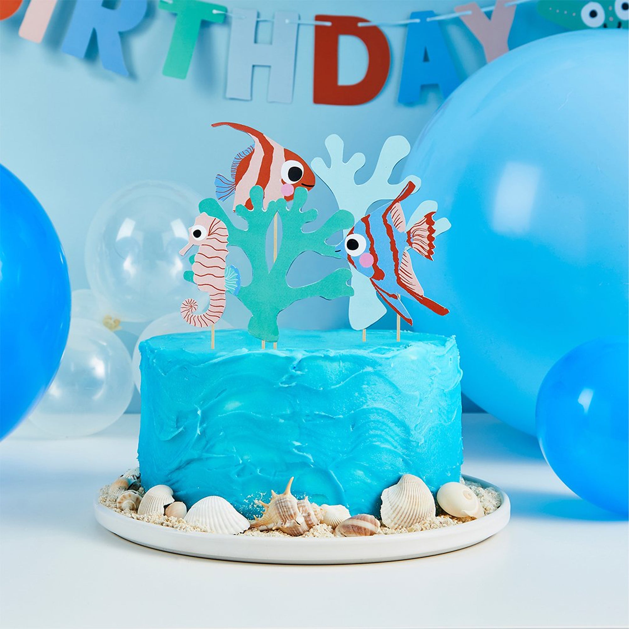 Cake Topper-HBWT109 - Fish & Coral Cake Topper Set-Hootyballoo