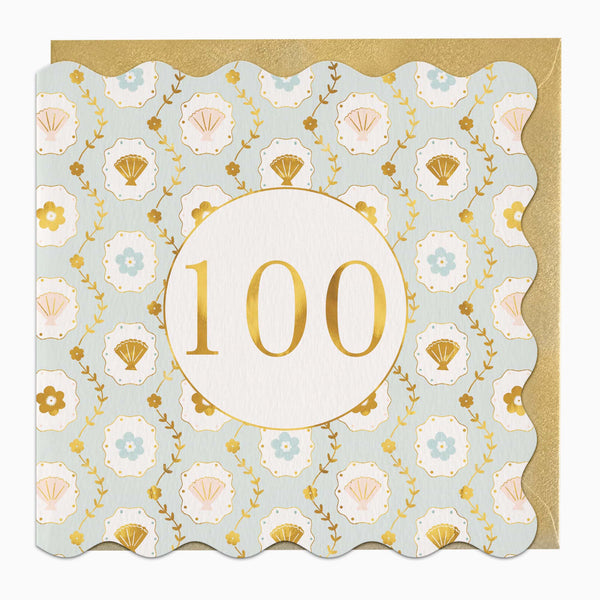 Greeting Card-H053 - Floral 100 Birthday Card-Whistlefish