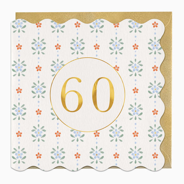 Greeting Card-H045 - Floral 60 Birthday Card-Whistlefish
