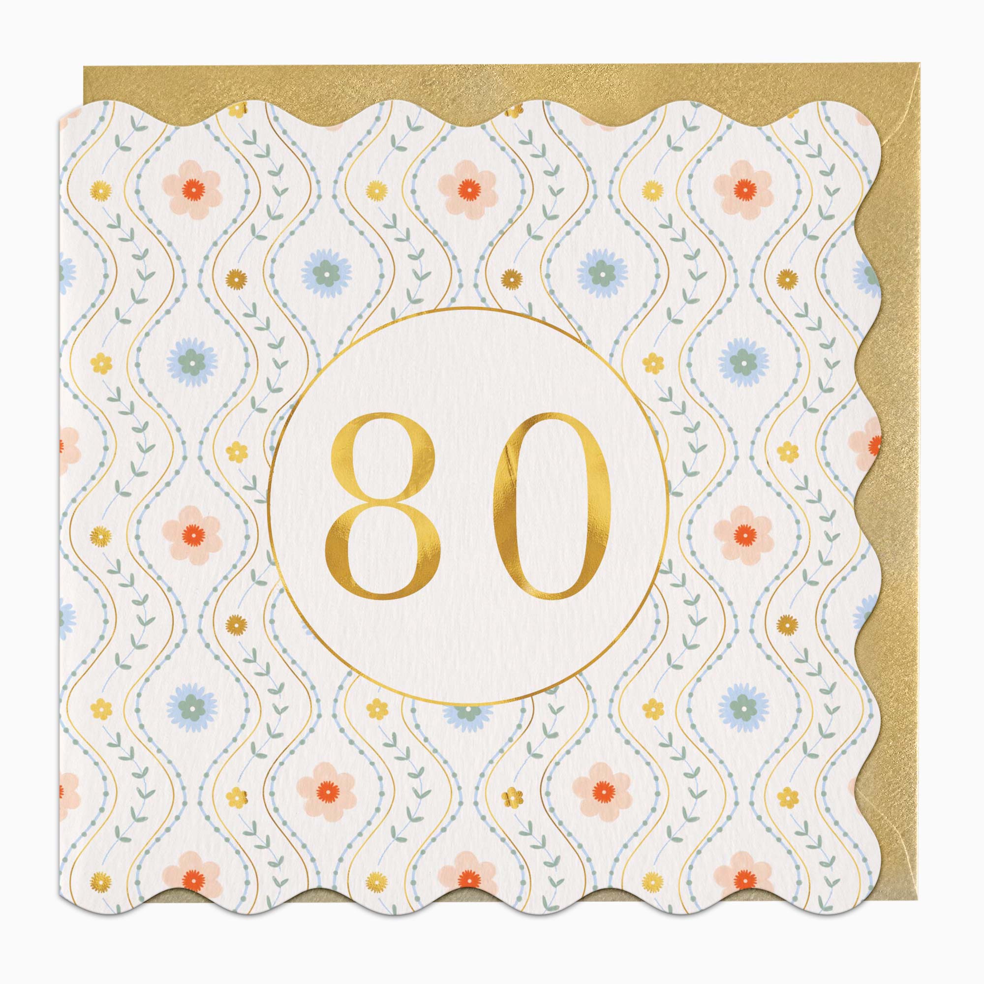 Greeting Card-H049 - Floral 80 Birthday Card-Whistlefish
