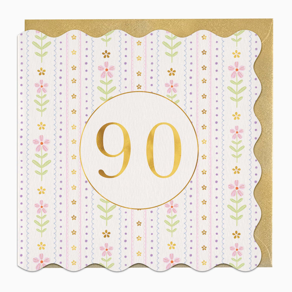 Greeting Card-H051 - Floral 90 Birthday Card-Whistlefish