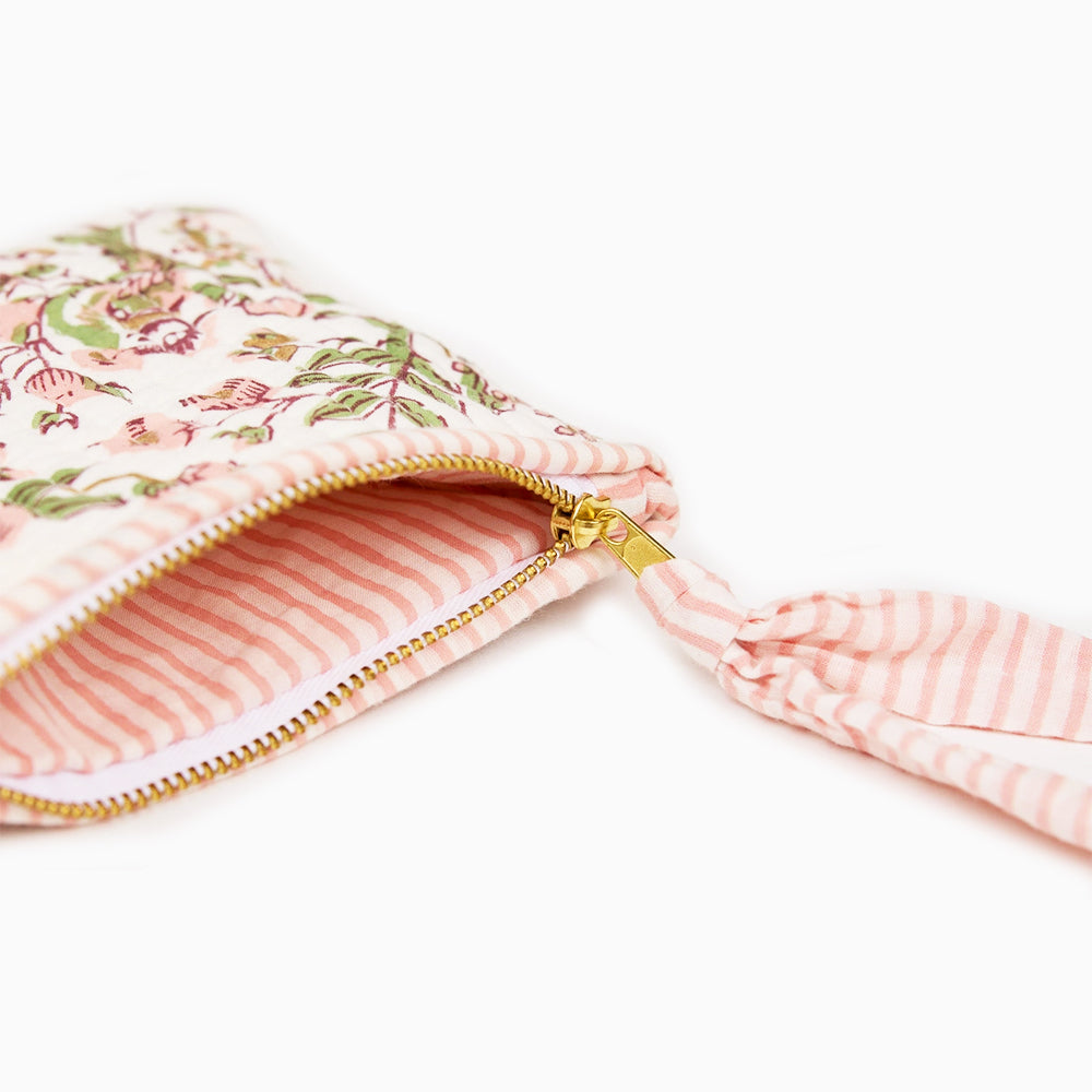 Cosmetic Bag Set-POUBP01 - Floral Blush Zipped Pouch Set (2 Pack)-Paper Mirchi