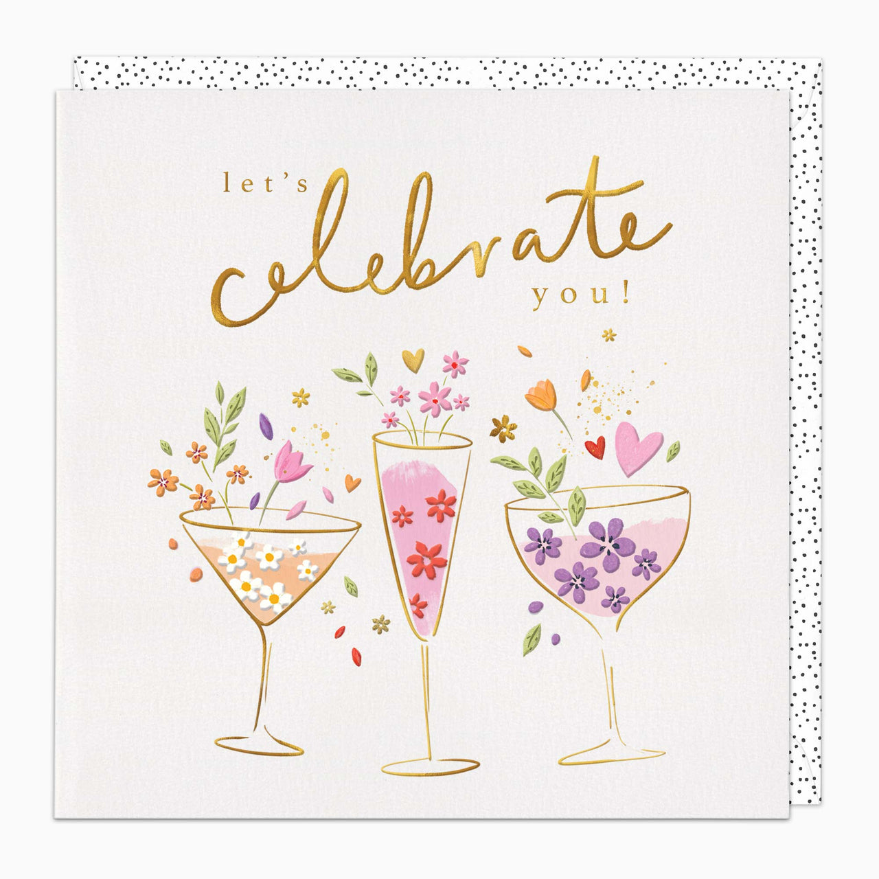 Greeting Card-H195 - Floral Cocktails Celebrate Card-Whistlefish