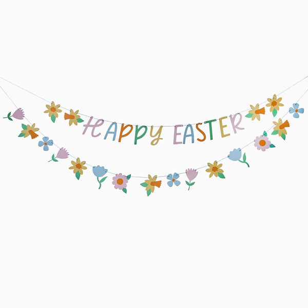 Banner-HBEF100 - Floral Happy Easter Card Banner-Hootyballoo