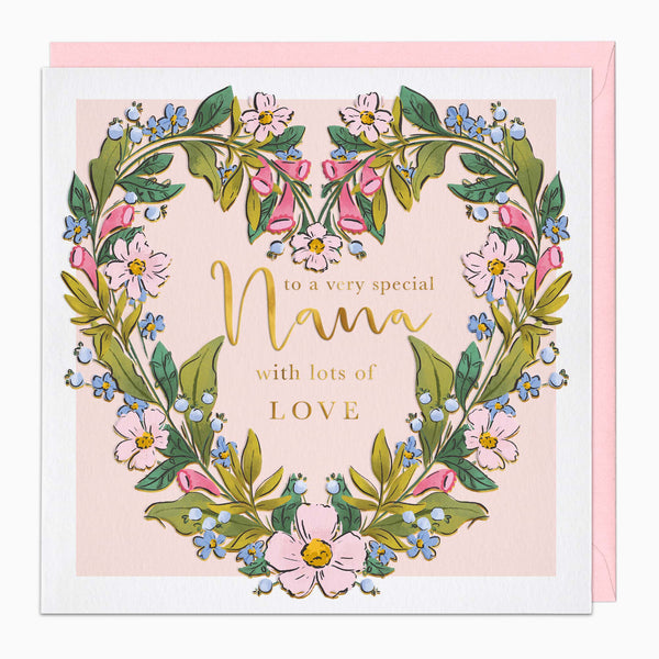 Greeting Card-G512 - Floral Heart Nana Card-Whistlefish