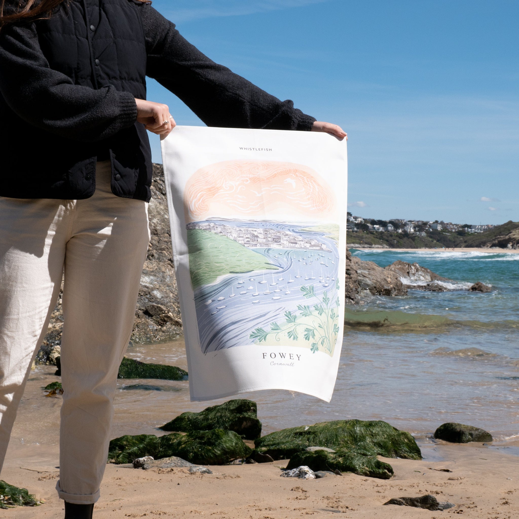 Tea Towel - WTT252 - Fowey Arched Lino Tea Towel - Fowey Arched Lino Tea Towel - Whistlefish