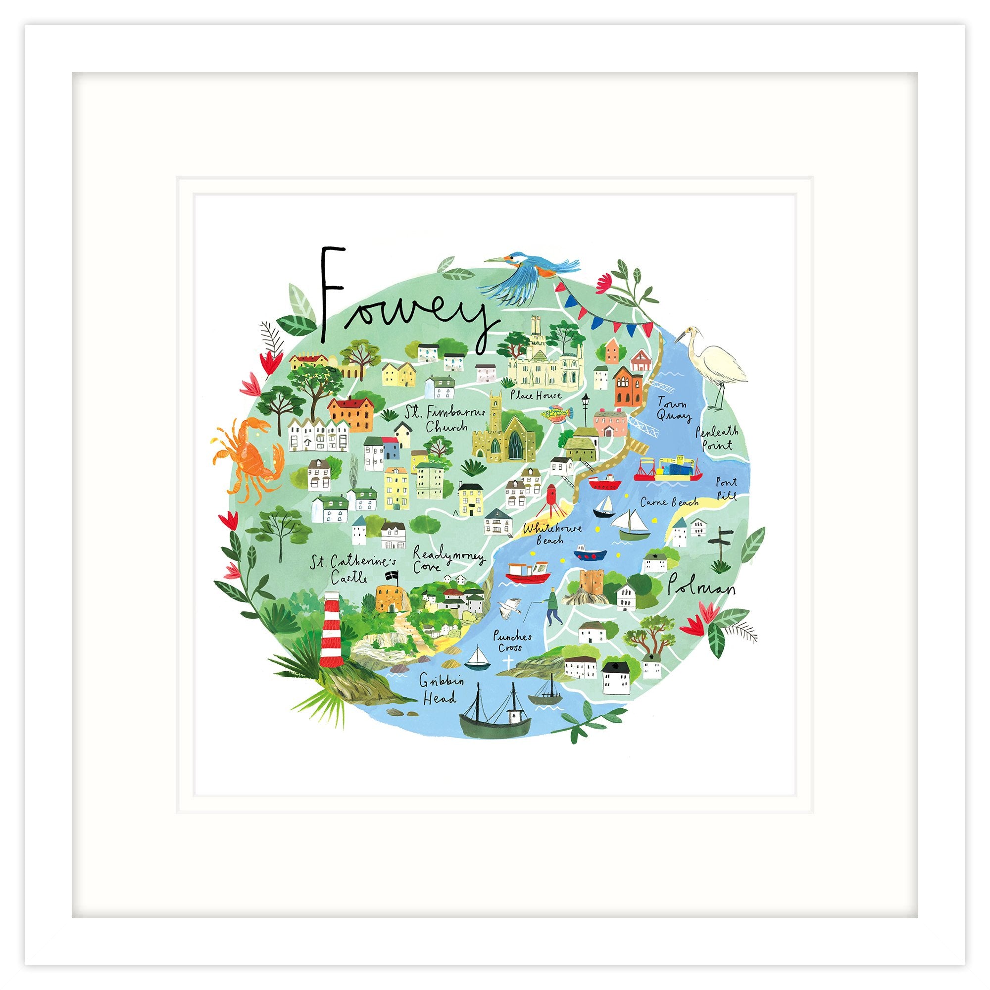 RC11F Fowey Art Map Medium Framed Print