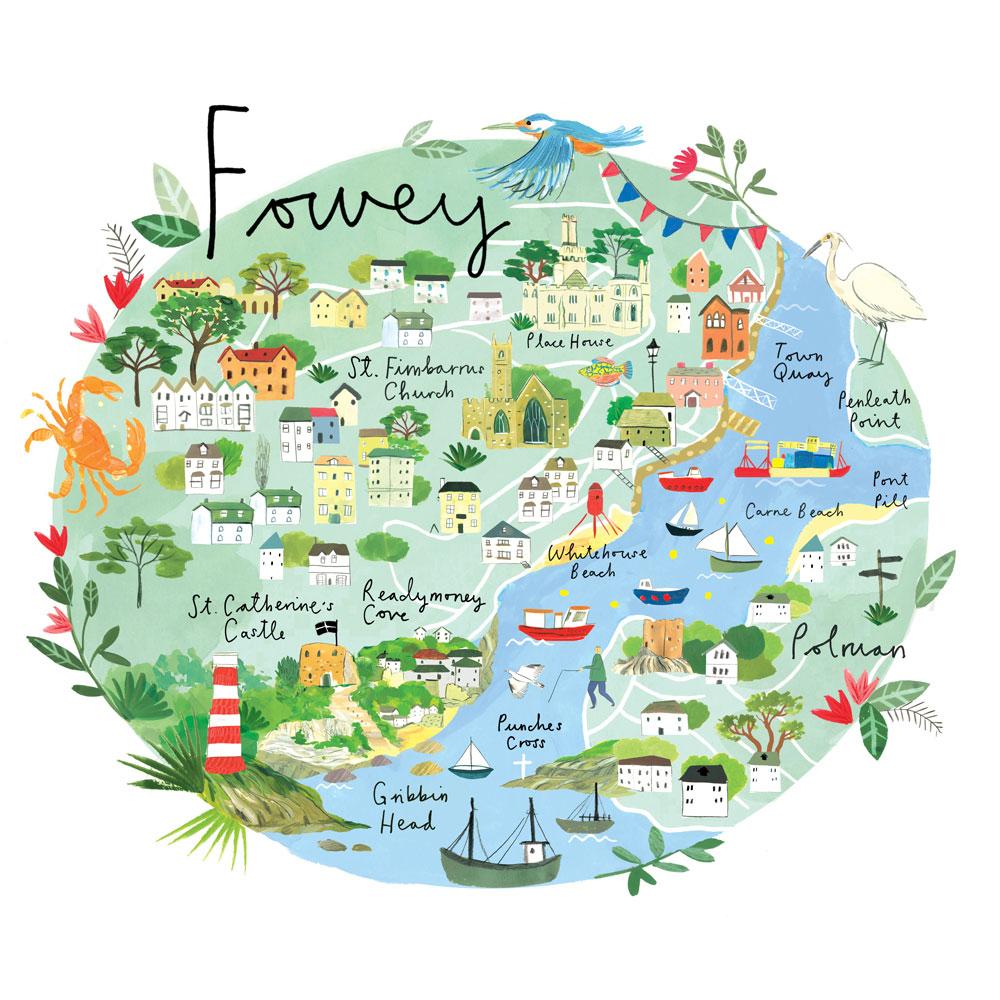 RC11P Fowey Map Art Print