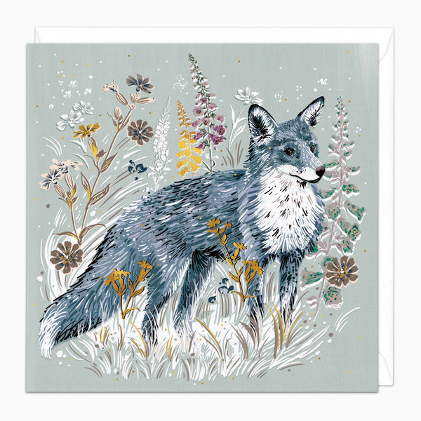 Greeting Card-H129 - Fox in the Hedgerow Art Card-Whistlefish