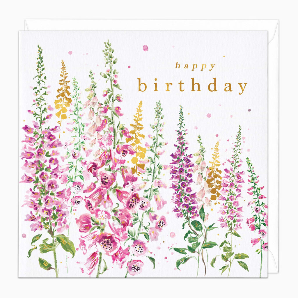 Greeting Card-H142 - Foxgloves Birthday Card-Whistlefish