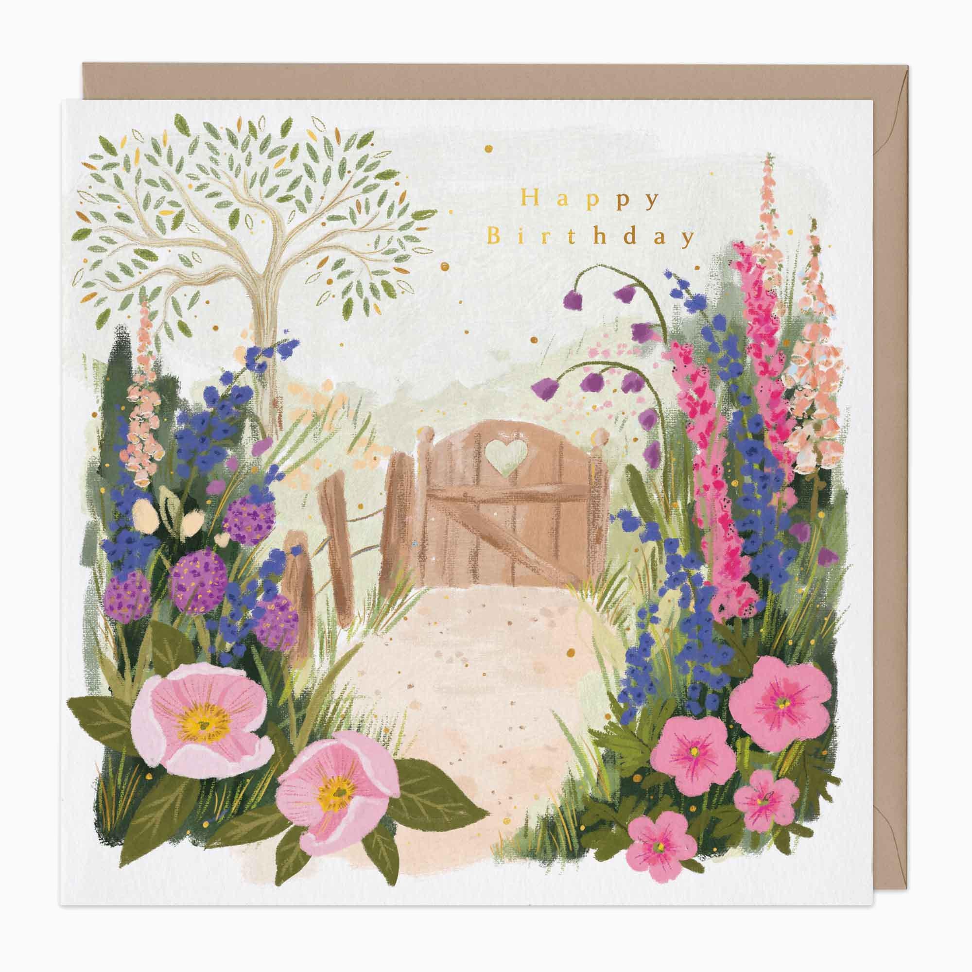 Greeting Card-G260 - Garden Gate Birthday Card-Whistlefish