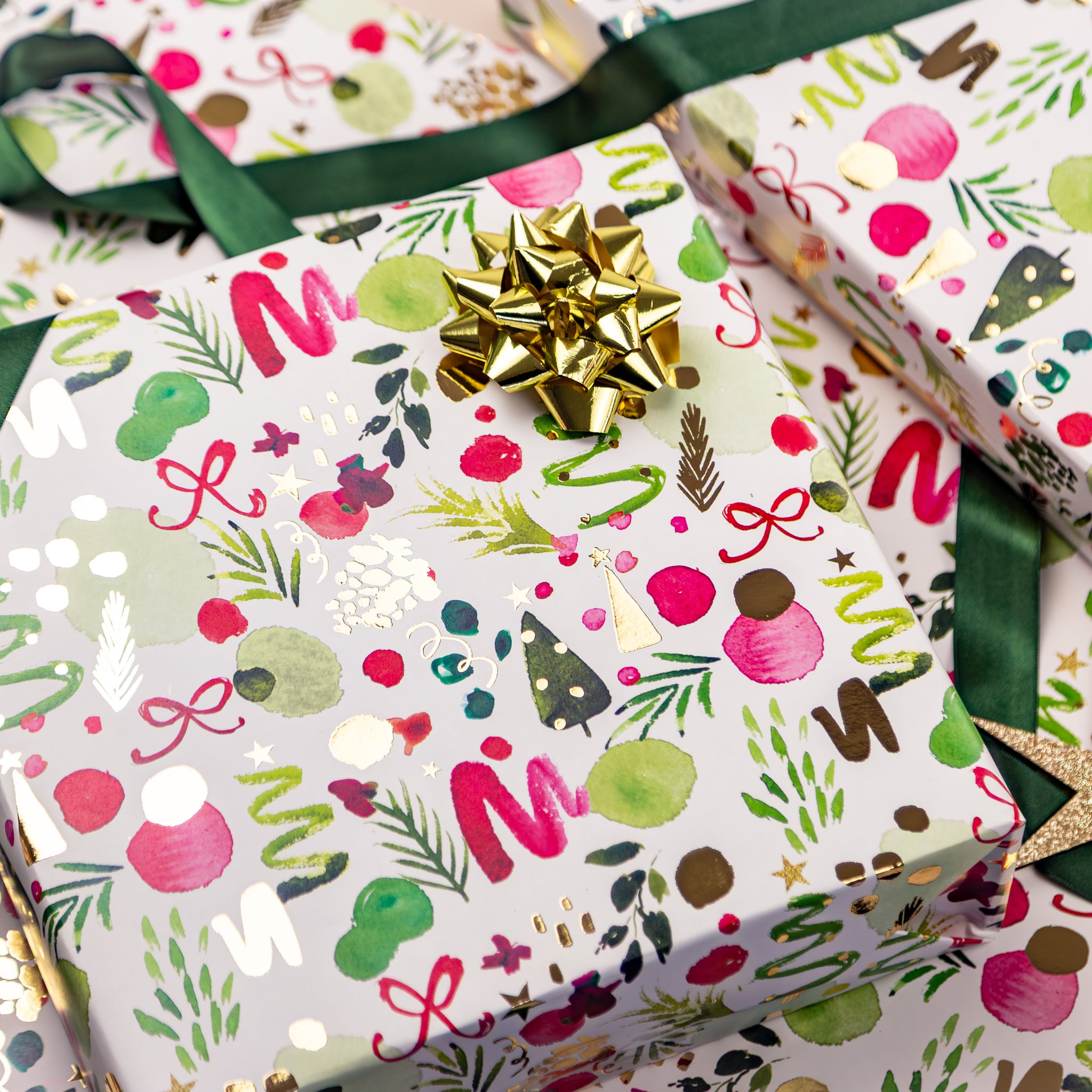 FCWP005 - Merry And Bright Foiled Wrapping Paper