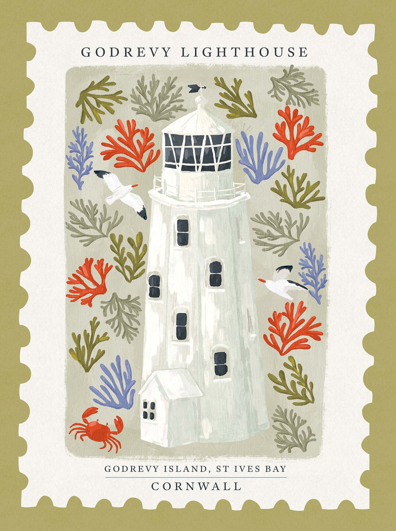 Framed Print-WF1133F - Godrevy Stamp Large Framed Print-Whistlefish