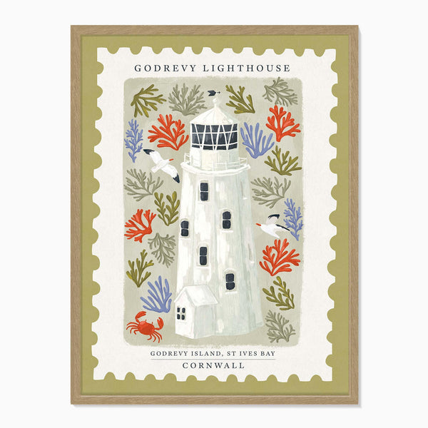 Framed Print-WF1133F - Godrevy Stamp Large Framed Print-Whistlefish