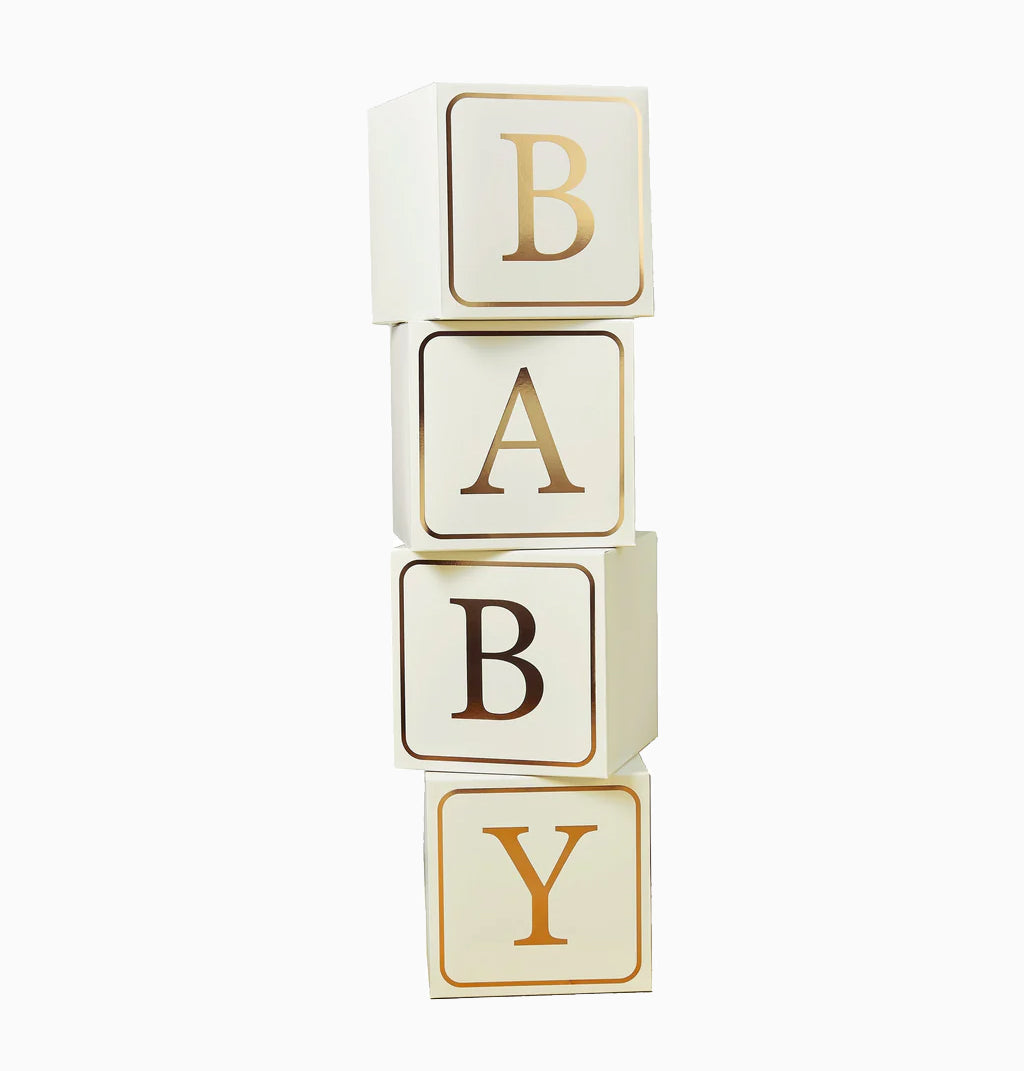 Decoration-HBBS225 - Gold 'Baby' Giant Blocks 4pcs-HootyBalloo