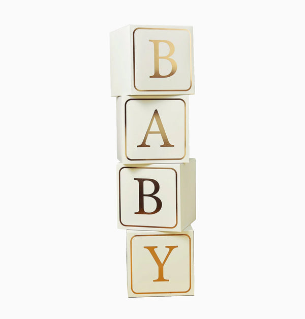 Decoration-HBBS225 - Gold 'Baby' Giant Blocks 4pcs-HootyBalloo