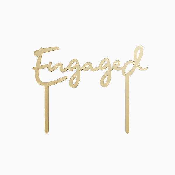 Cake Topper-HBEG102 - Gold Engaged Cake Topper-Hootyballoo