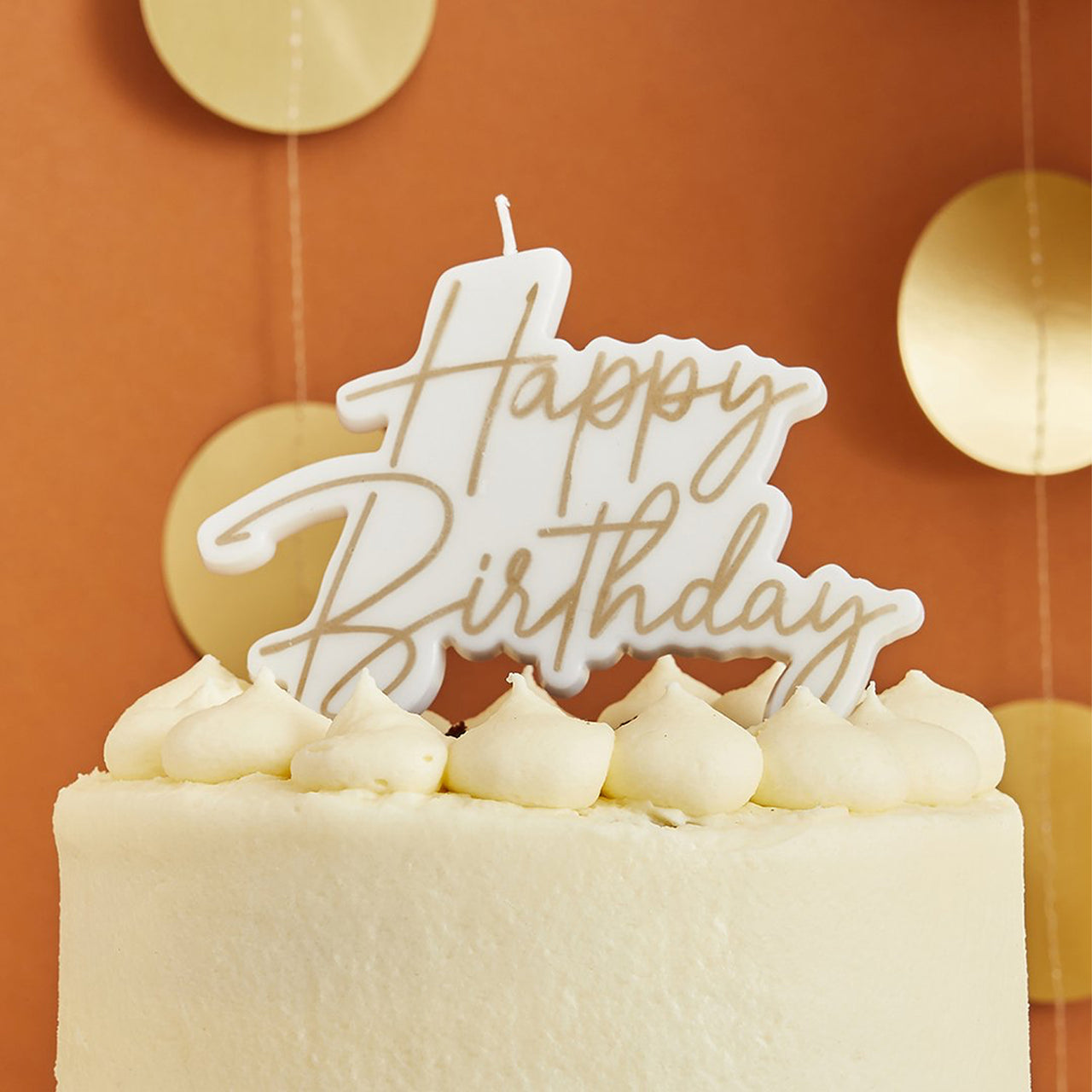 Party Candle-HBWC152 - Gold Happy Birthday Candle-Hootyballoo