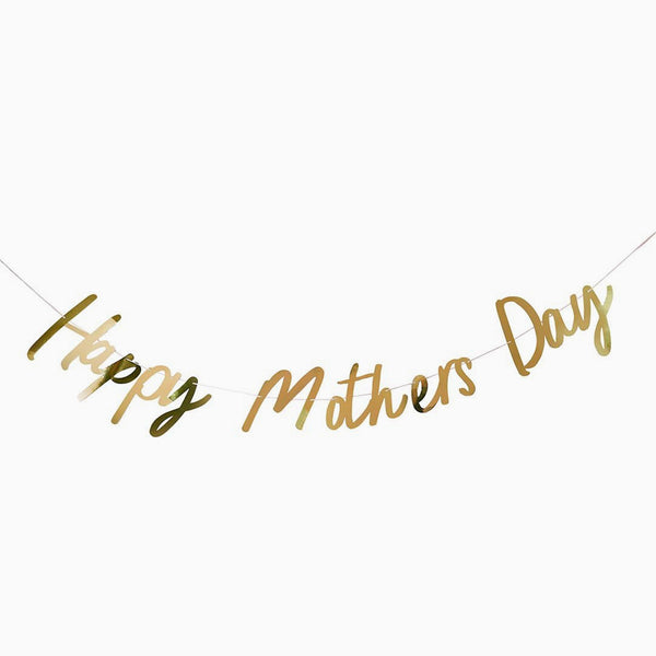 Garland-HBBM101 - Gold Happy Mothers Day Card Banner-Hootyballoo