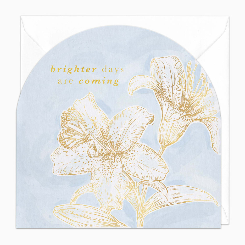 Greeting Card-H179 - Gold Lillies Sympathy Card-Whistlefish