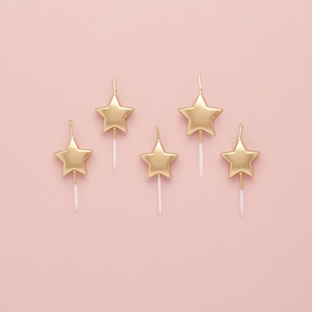Party Candle-HBWC157GLD - Gold Metallic Star Candles-Hootyballoo