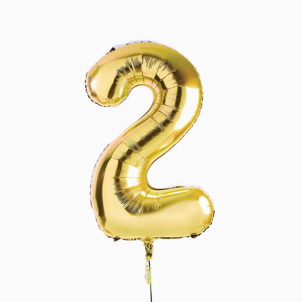 Balloons-HBNB102 - Gold Number 2 Foil 34" Balloon-Hootyballoo