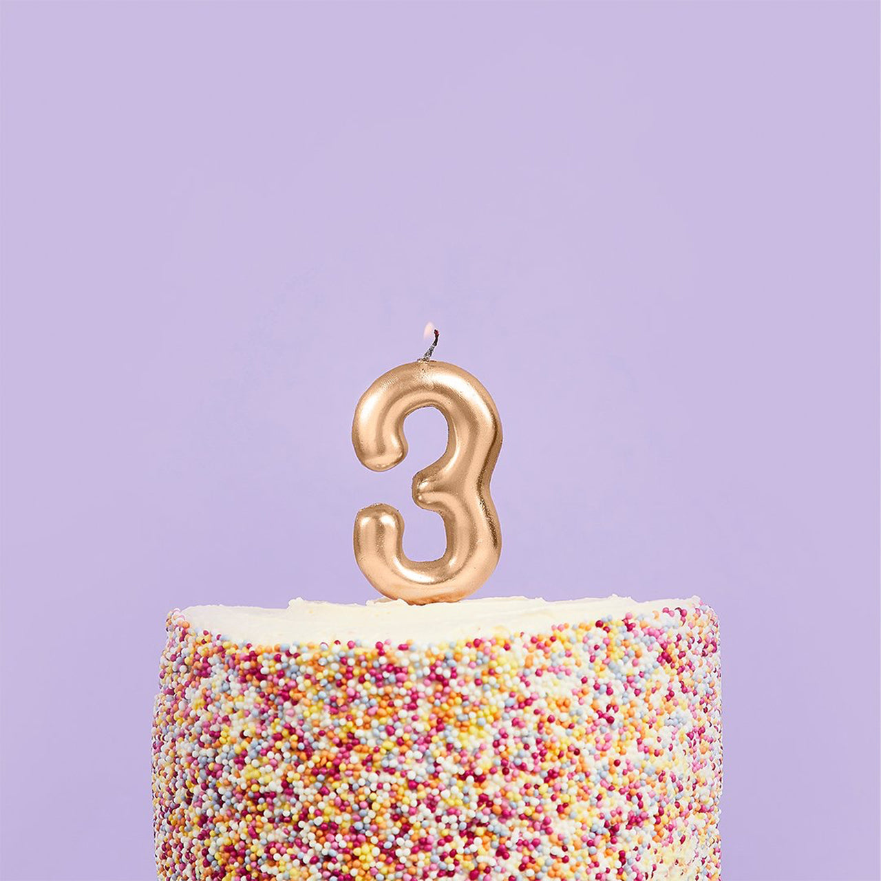 Party Candle-HBMM184 - Gold Number 3 Candle-Hootyballoo