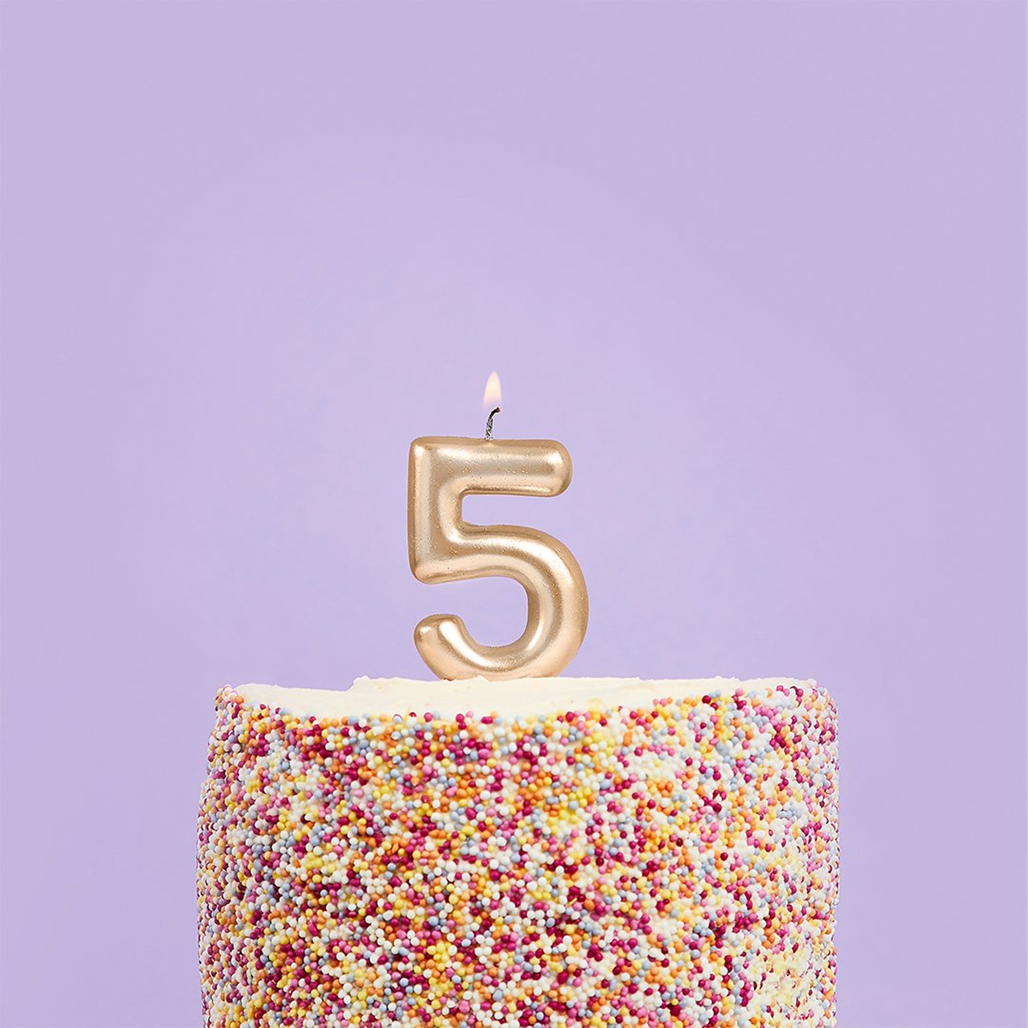 Party Candle-HBMM186 - Gold Number 5 Candle-Hootyballoo