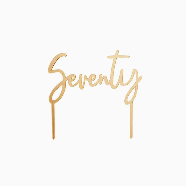 Cake Topper-HBMB107 - Gold Seventy Acrylic Cake Topper-Hootyballoo