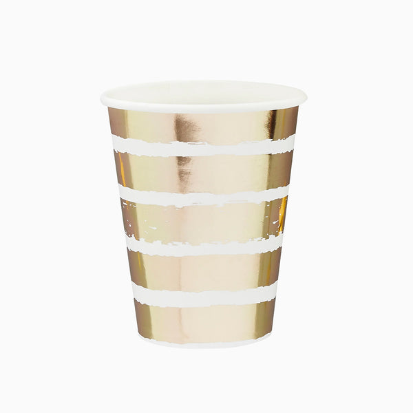 Paper Cups-HBMM137 - Gold Striped Paper Cups-Hootyballoo