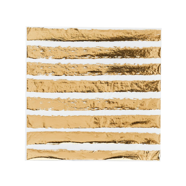Paper Napkins-HBMM134 - Gold Striped Paper Napkins-Hootyballoo