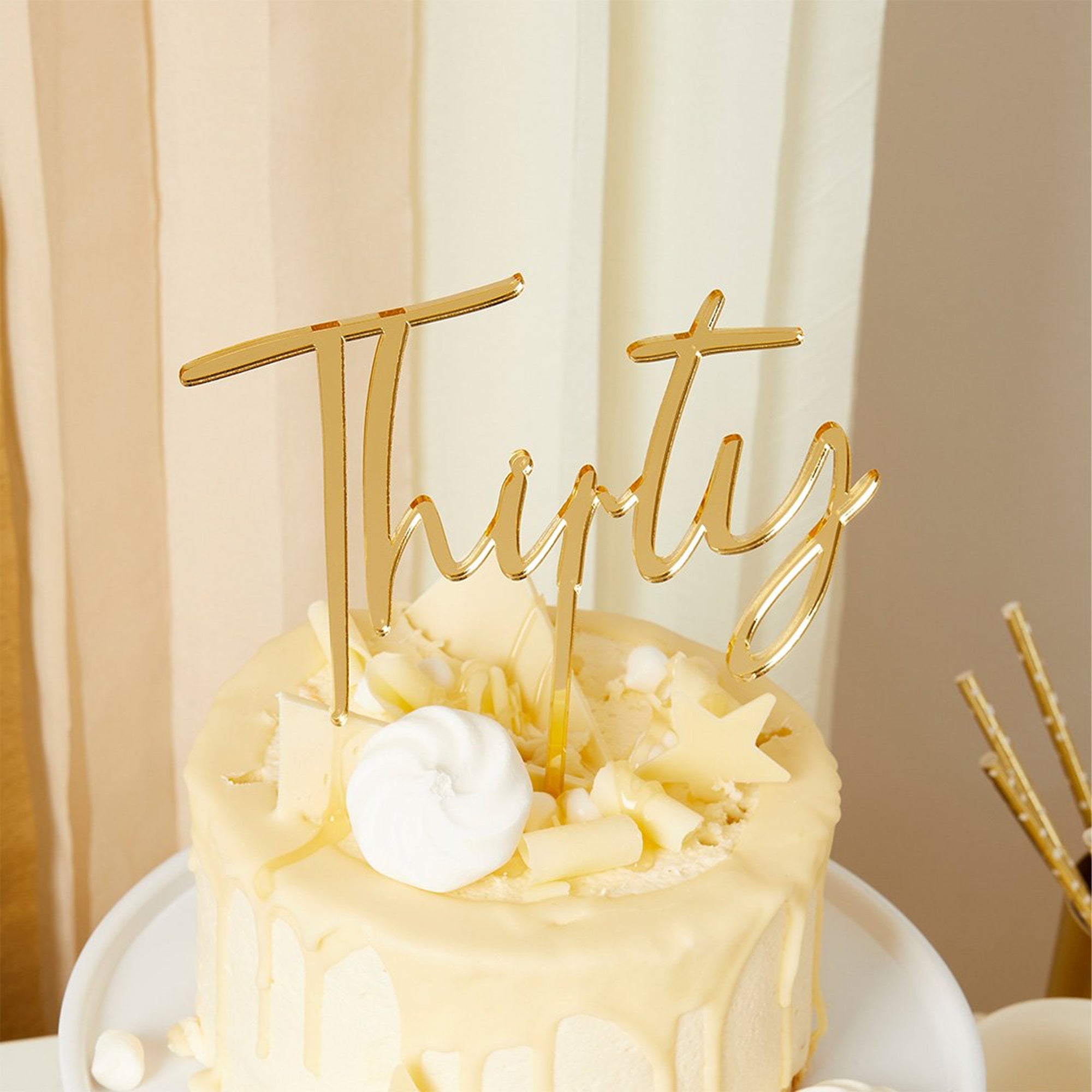 Cake Topper-HBMB103 - Gold Thirty Acrylic Cake Topper-Hootyballoo