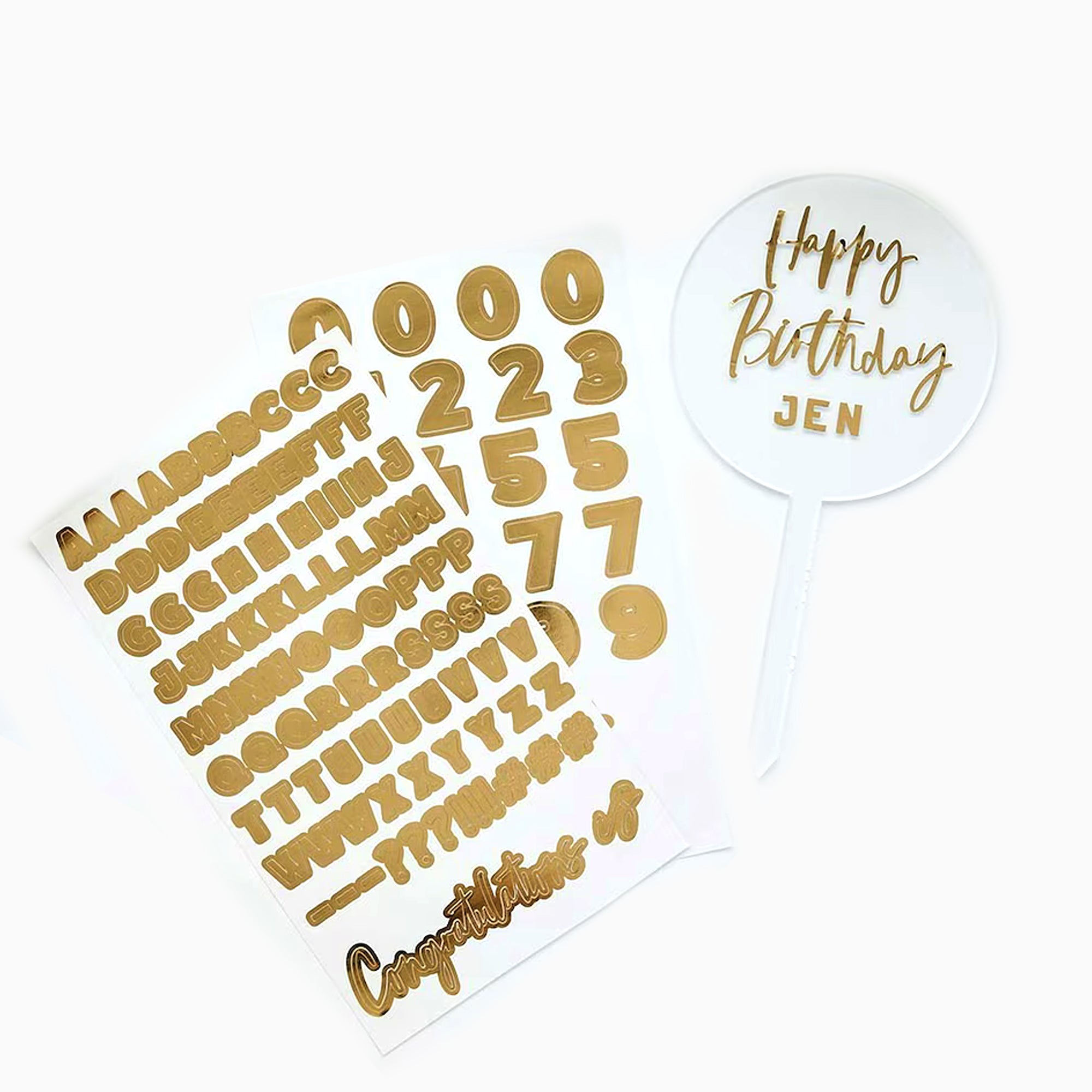 Cake Topper-HBMM312 - Golden Customisable Cake Topper-Hootyballoo