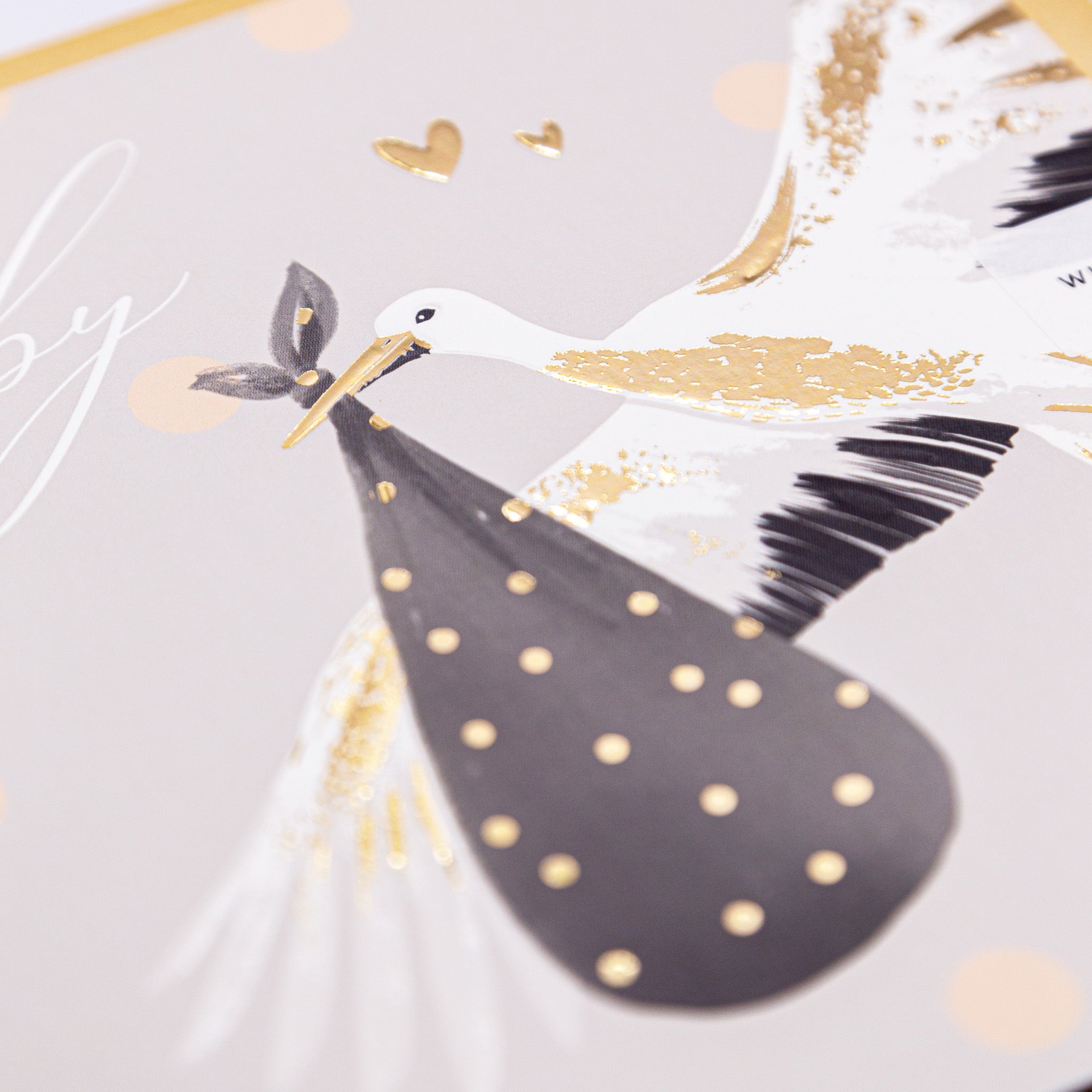 Luxury Card - LN025 - Golden Stork New Baby Luxury Card - Golden Stork New Baby Card - Whistlefish