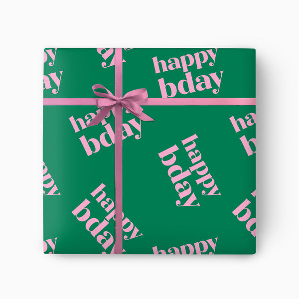 Wrapping Paper-GWP163 - Green & Pink Birthday Wrapping Paper-Whistlefish