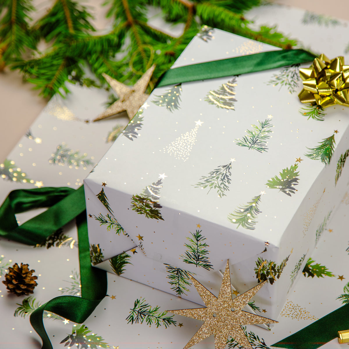 FCWP003 - Festive Pines Foiled Wrapping Paper