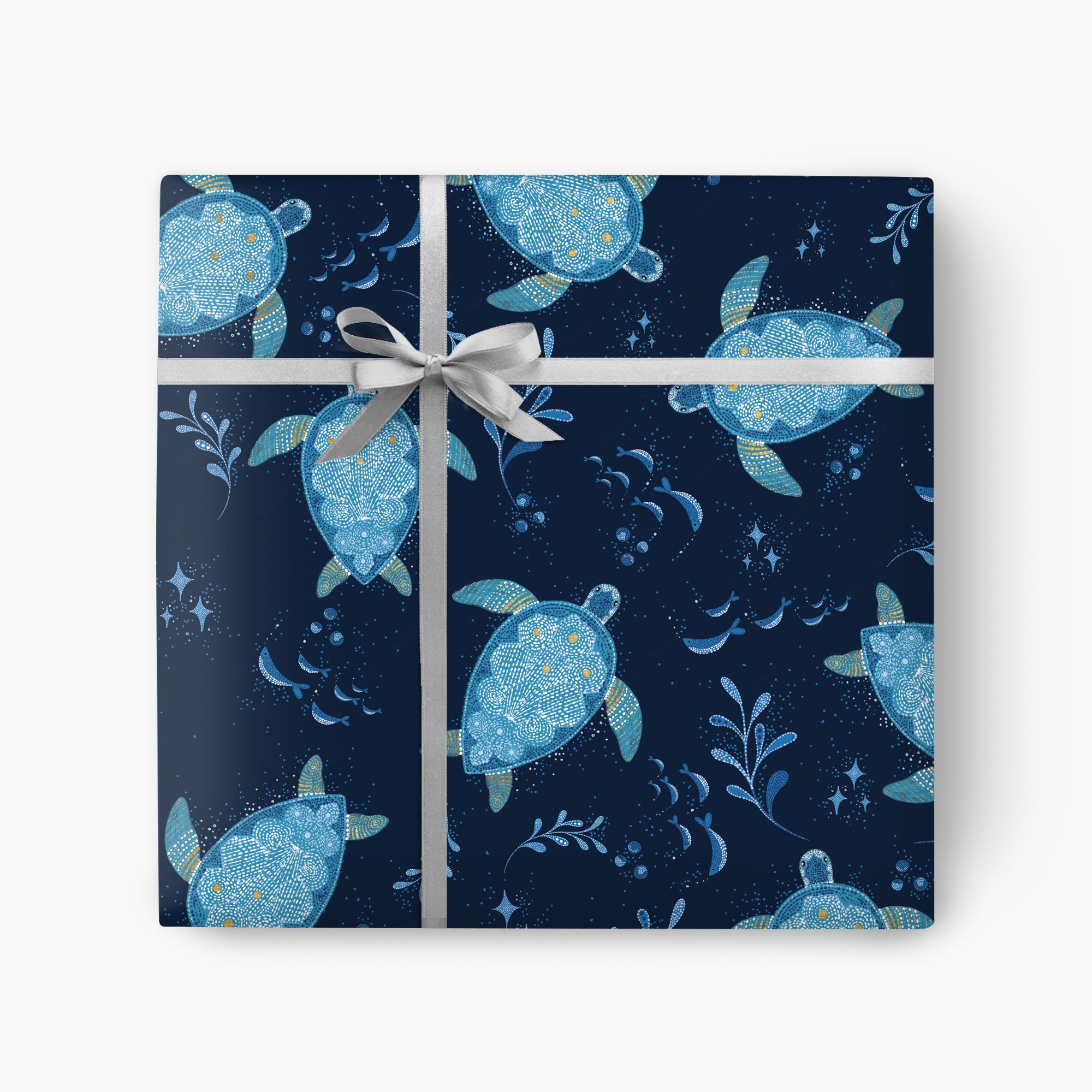 Wrapping Paper-GWP177 - Deep Indigo Ocean Turtles Wrapping Paper-Whistlefish