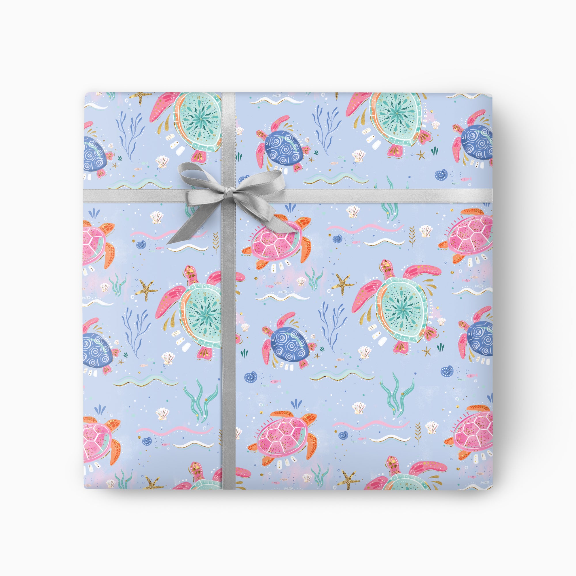 Wrapping Paper-GWP180 - Pink Turtles Wrapping Paper-Whistlefish