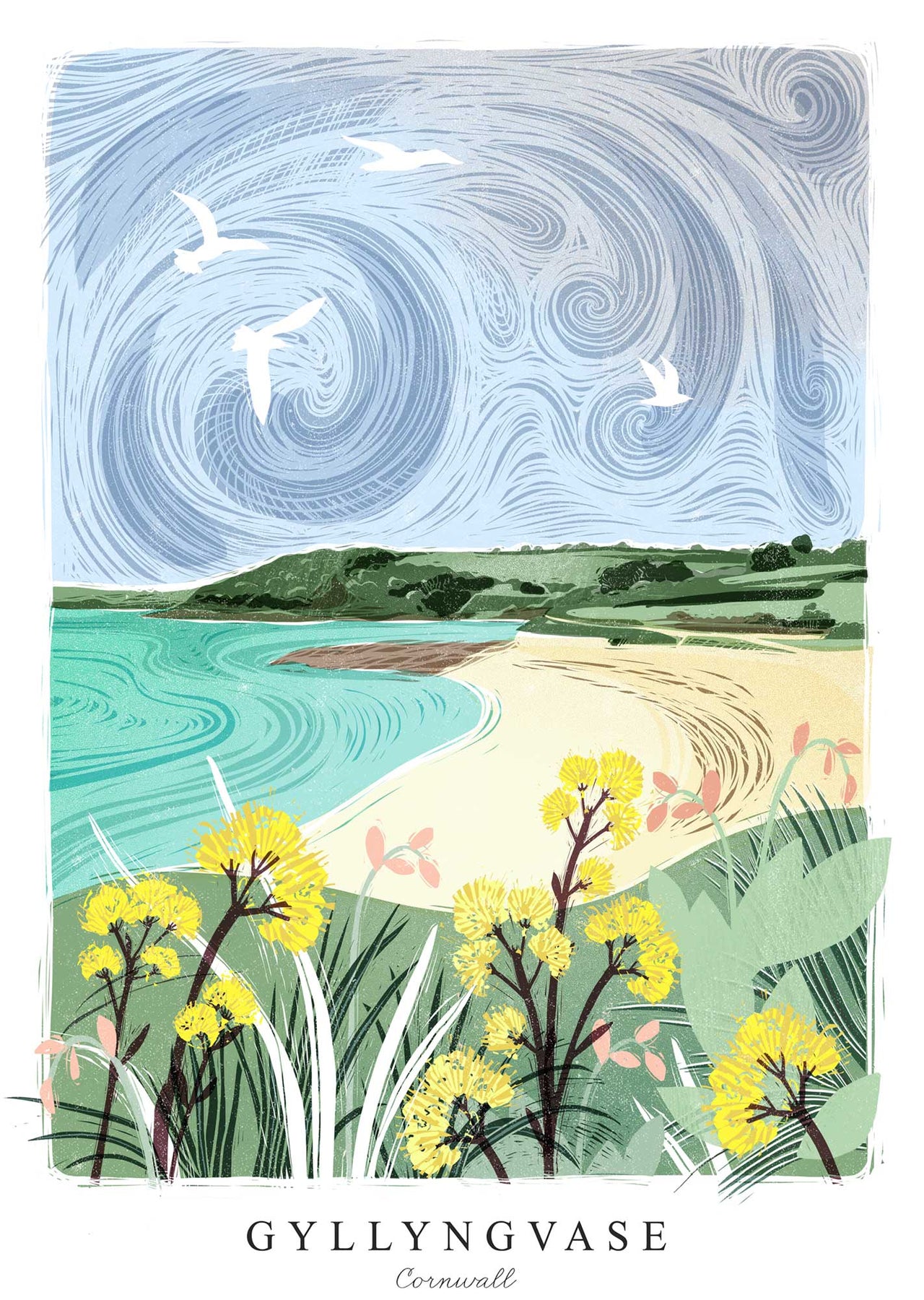 Print-WF1062P - Lino Gyllyngvase Art Print-Whistlefish