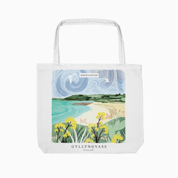Tote Bag-WTB52 - Gyllyngvase Cornish Lino Tote Bag-Whistlefish
