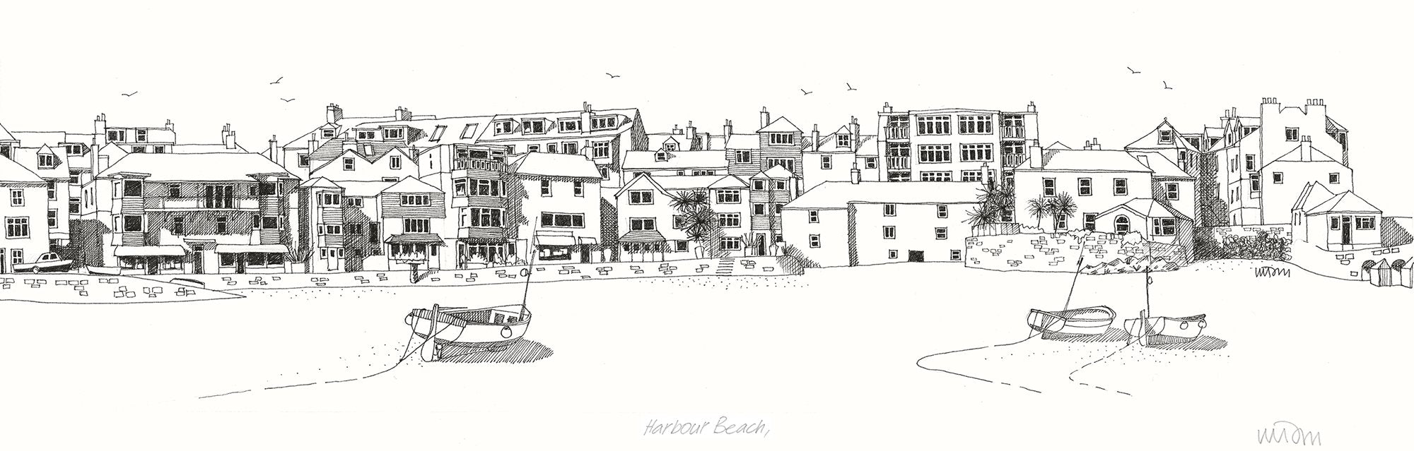 JW212P Harbour Beach St Ives Art Print