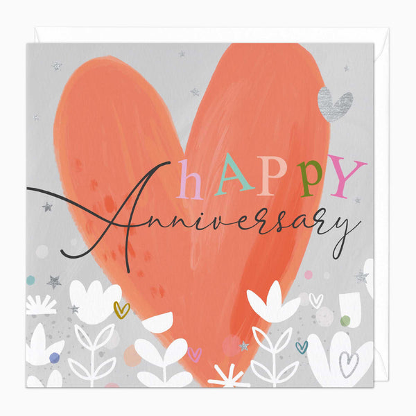 Greeting Card-D860 - Hearts And Flowers Anniversary Card-Whistlefish