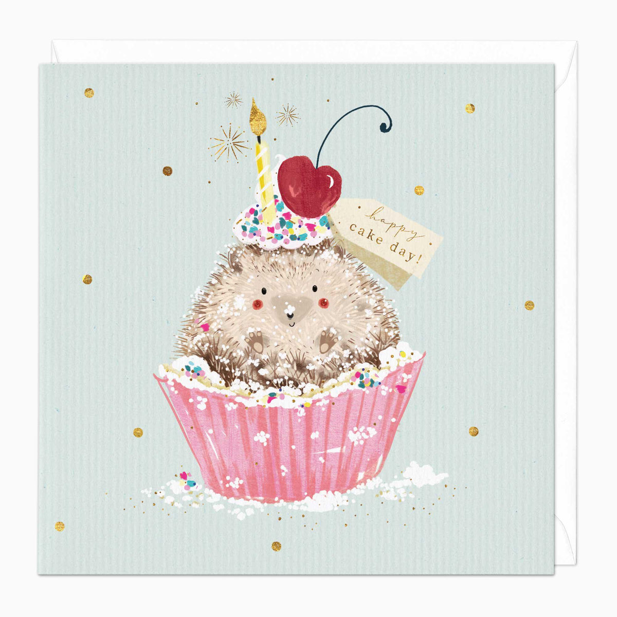F360 Hedgehog Cupcake Birthday Card