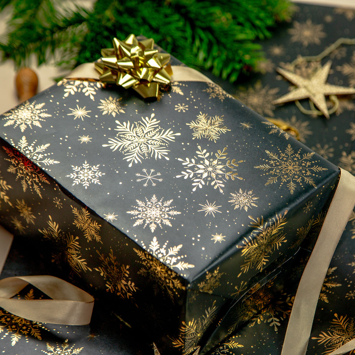 FCWP002 - Midnight Snow Foiled Wrapping Paper