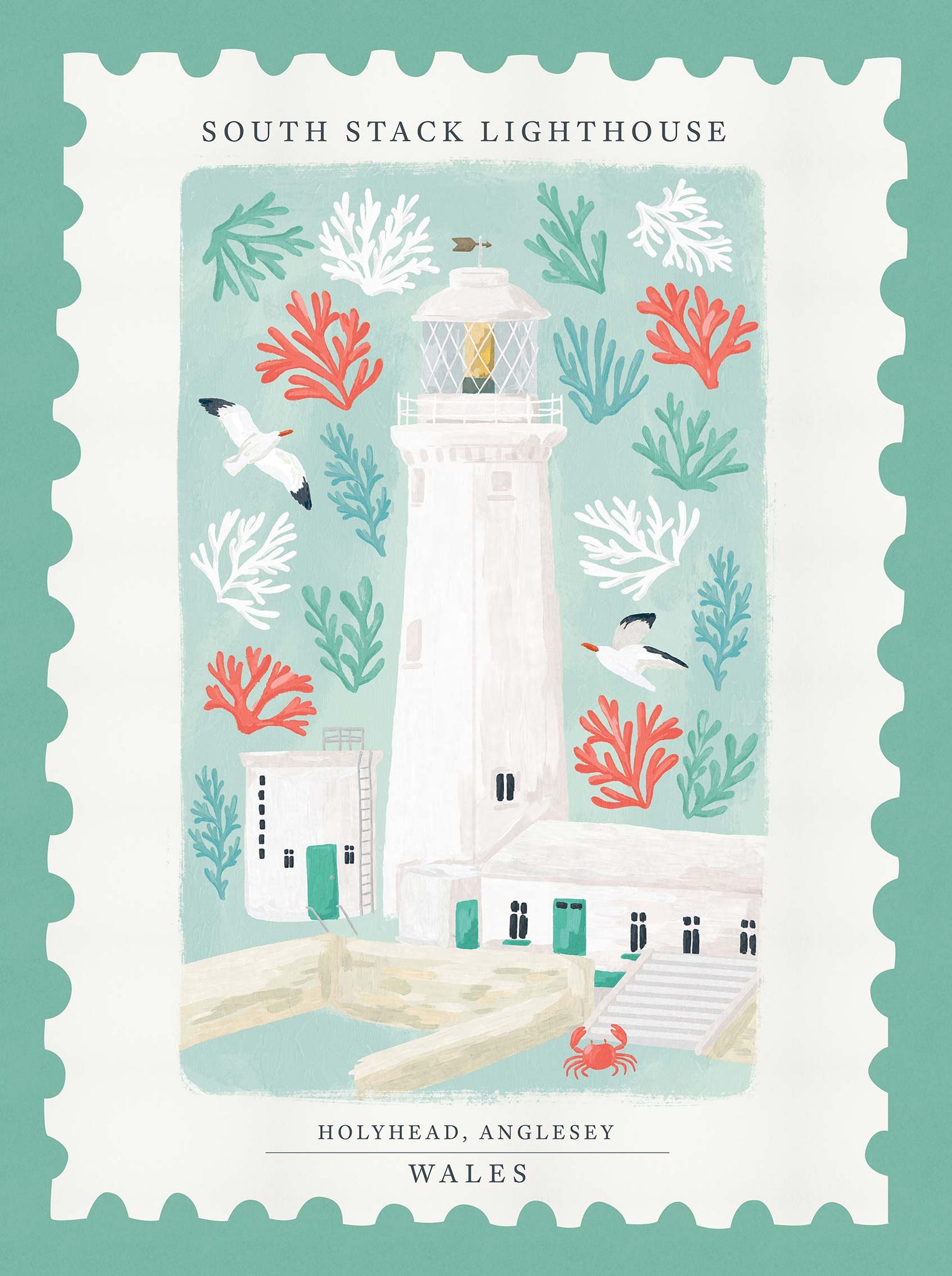 Framed Print-WF1135F - Holyhead Stamp Large Framed Print-Whistlefish